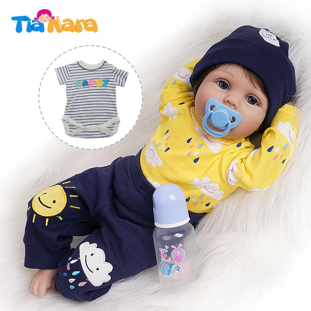 Кукла новорожденная 55 см желтый наряд для новорожденного мальчика подарок
