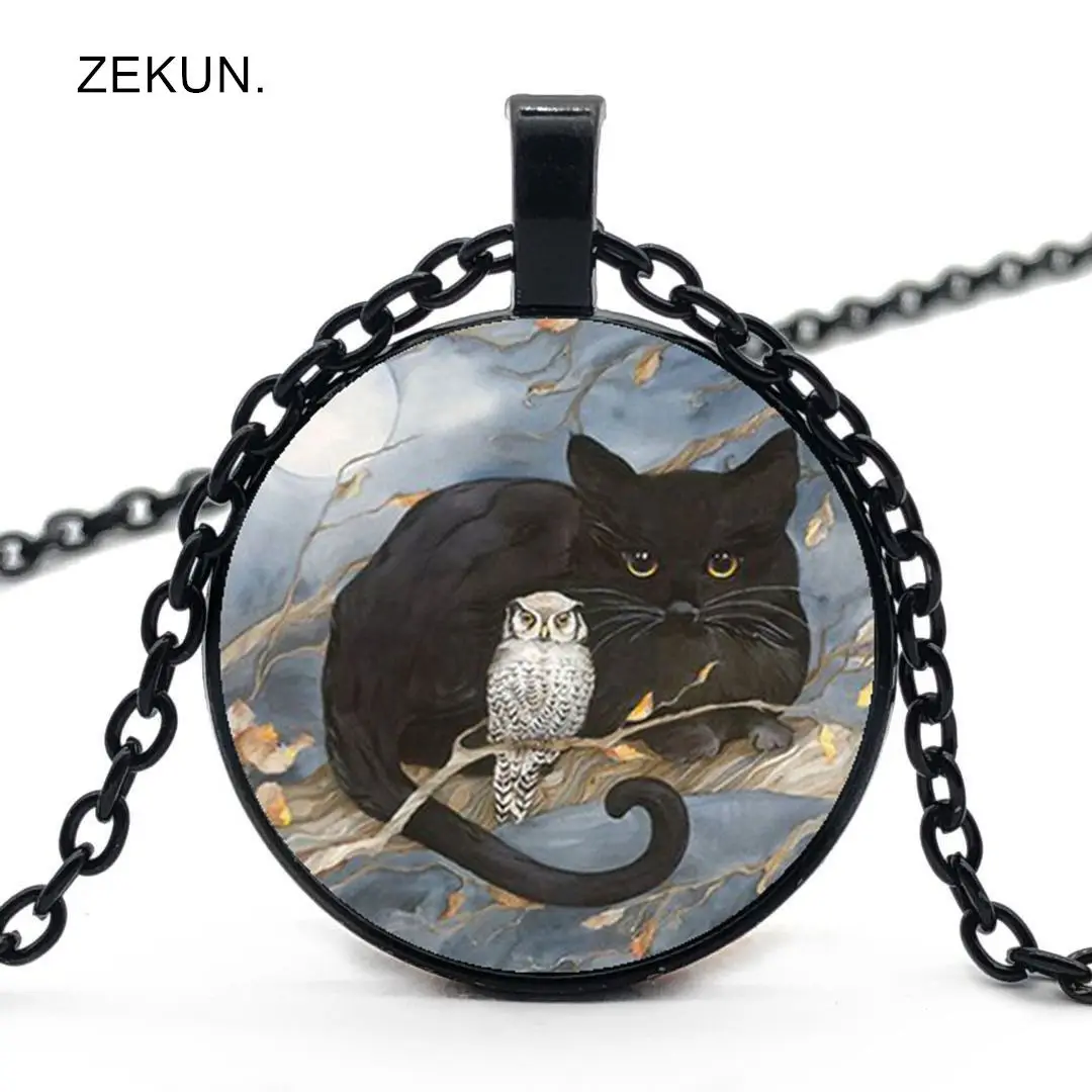 

LIAOZEKUN.2019 / Big Sale Retro Cat Bird Glass Pendant Necklace Men and Women with The Same Jewelry