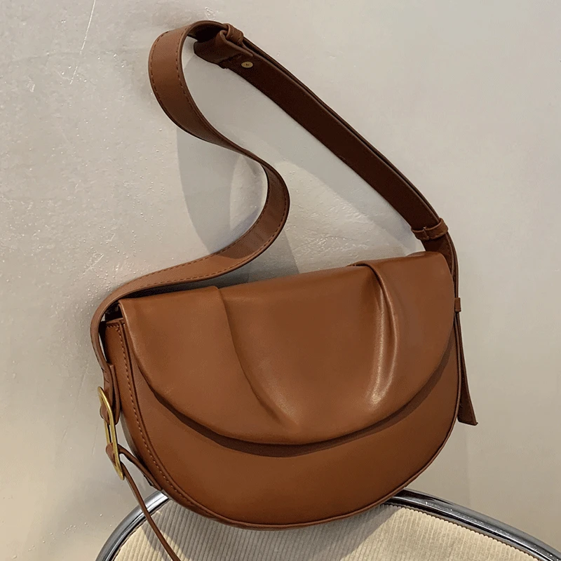 

New Designer Woman Bag Soft Leather Shoulder Bags Female Vintage Handbags Solid Color Crossbody Bag for Girls Fashion Hobos Sac