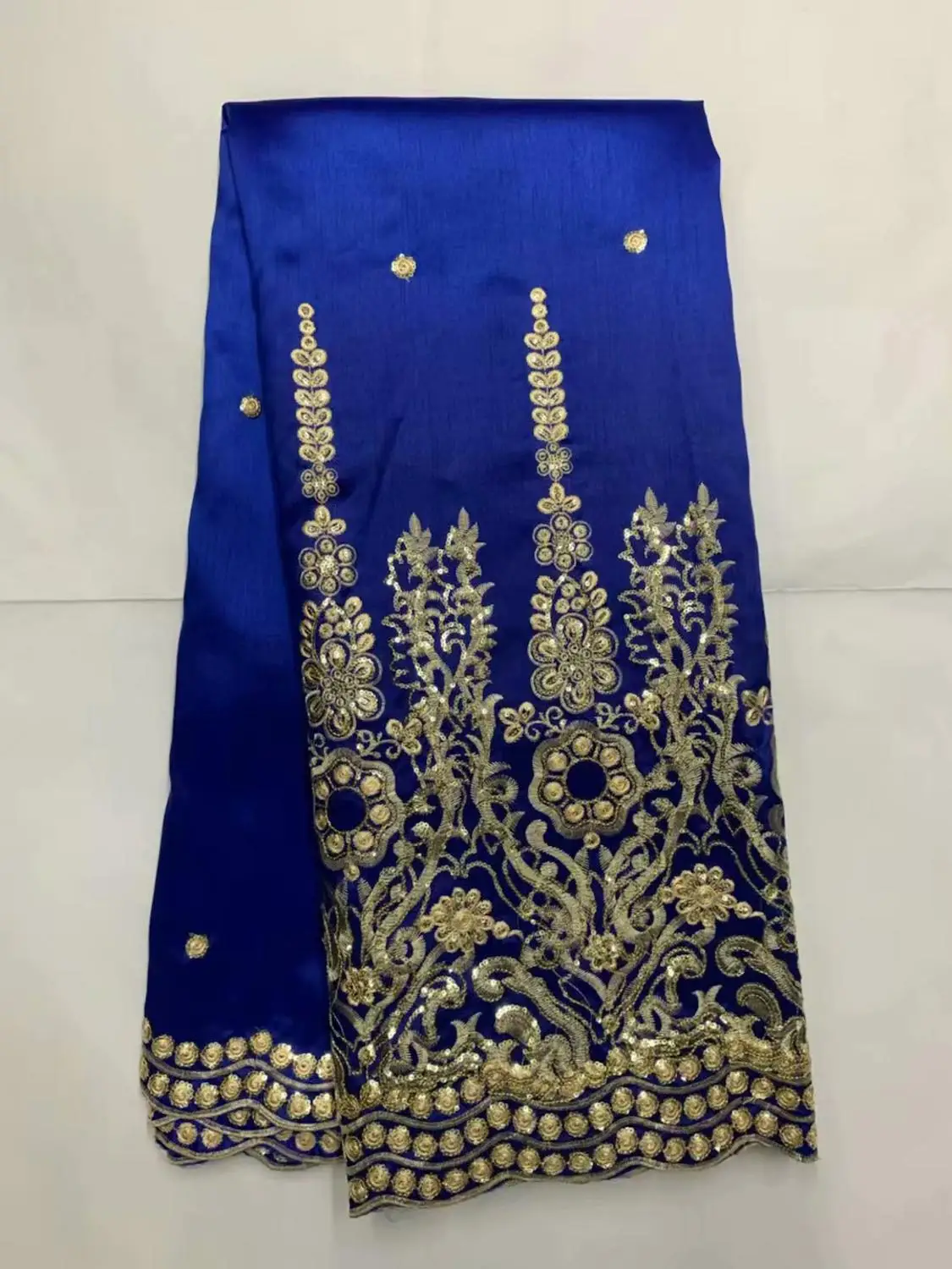 Расшитая блестками африканская Джордж кружевная ткань для королевской синей