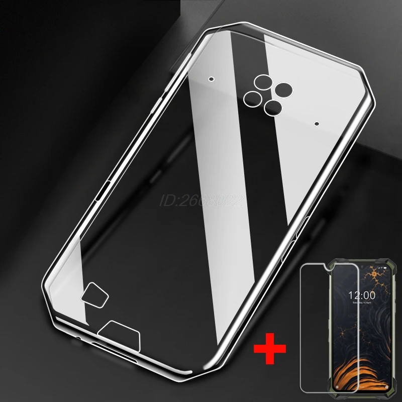 Soft Black TPU Case For Doogee S88 Back Cover Transparent Phone Case For Doogee S88 Plus with Tempered Glass For Doogee S88 Pro