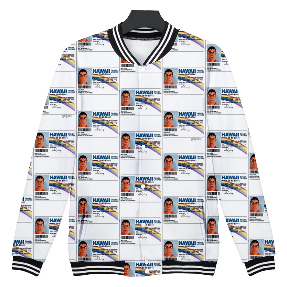 

McLovin American Comedy Baseball Jacket Superbad New Cool 2021 Fashion V-neck New Famale/male Winter Streetwear Coat Cool Coat