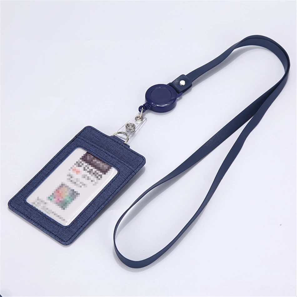 Выдвижной Lanyards держатель удостоверения личности кожа Porte Bus чехол скольжения для мужчин женщин банк держатель кредитной карты держатель карты