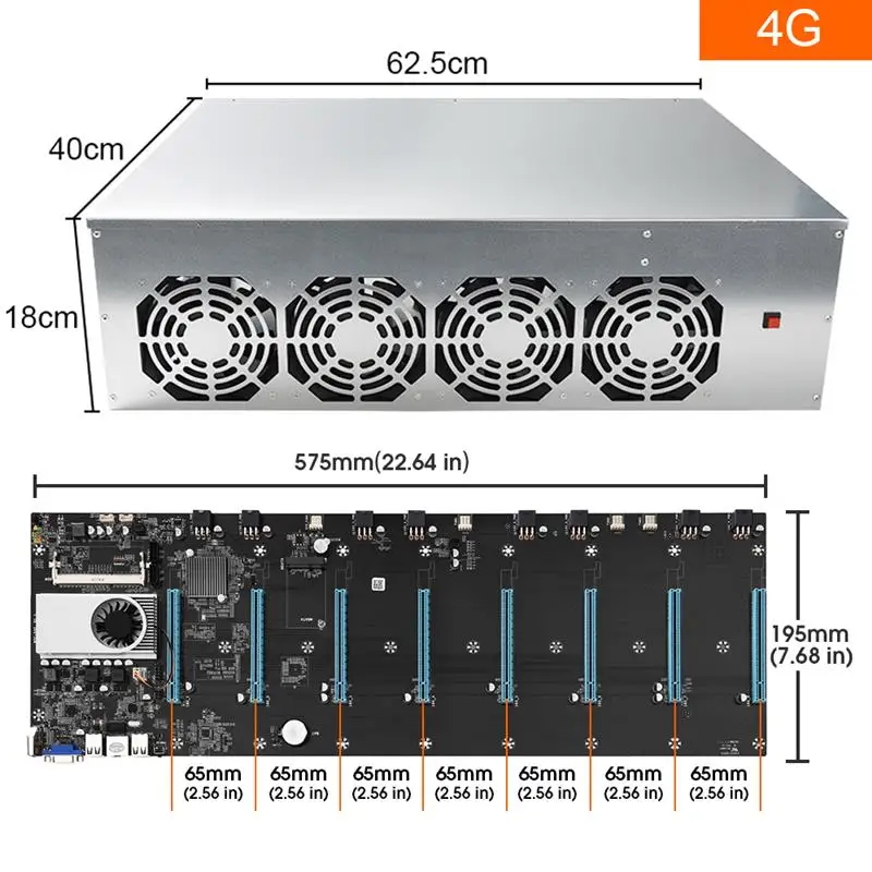 

BTC-S37 Miner Motherboard Set 8 Graphics Card Slots HDMI-Compatible VGA With Fan 4/8GB Motherboard For Mining Machine Suit