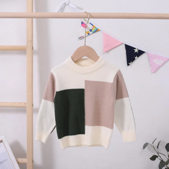 style 4 Вязаный свитер для маленьких девочек и мальчиков; цветной осенне-зимний пуловер из мохера в стиле пэчворк; свитера; повседневная детская одежда; детская вязаная одежда - Цвет: style 4