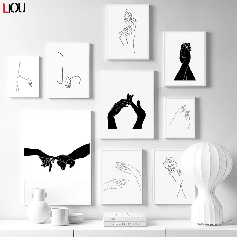 Скандинавский минималистичный поцелуй на плече ручная роспись холст печатный