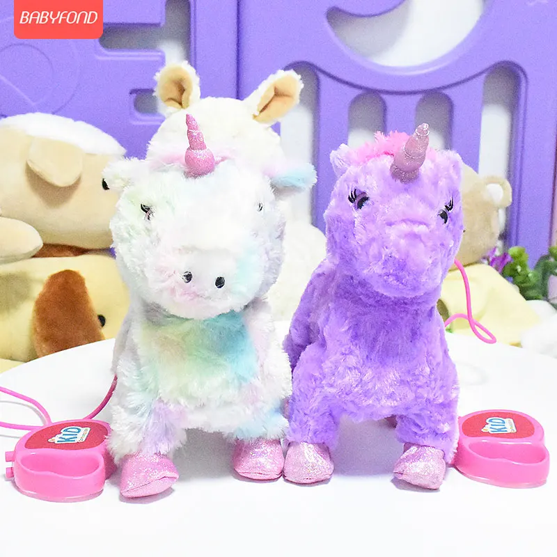 

Children's electric plush toy unicorn can sing and walk electronic machine color unicorn with remote control