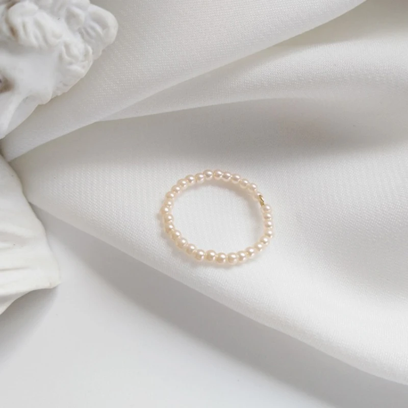 

Simple Multi Beaded Pearl Rings Imitation pearls Geometric Rings for Women Continuous Circle Minimalist Ring 2021 New Trendy