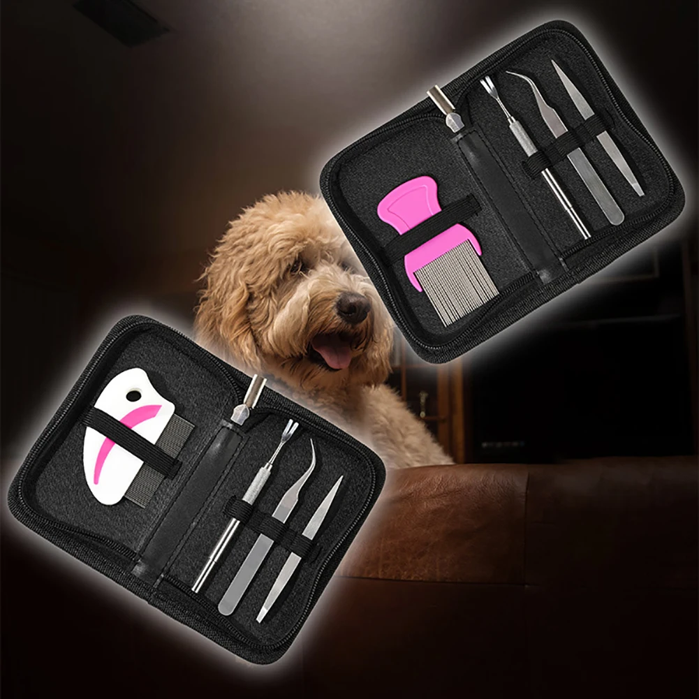 

Набор инструментов для удаления клещей, 4 шт., пинцет с двойной головкой, расческа-вилка, нержавеющая сталь