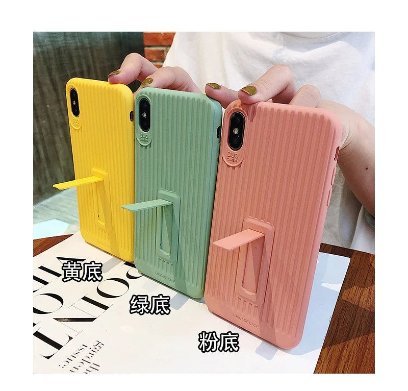 For iphone XS max XR X stripe Soft Phone Case 8plus 7 6 plus Candy Color stander cover Shell |