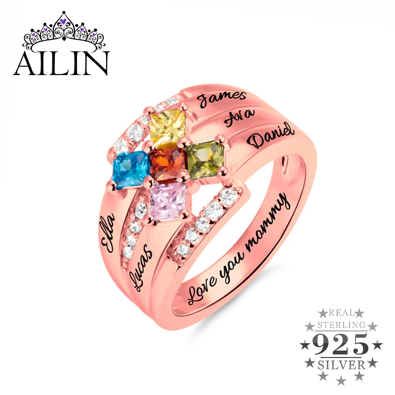 Кольца для мам оптом кольца подарки женщин персонализированные 5 имени и камней