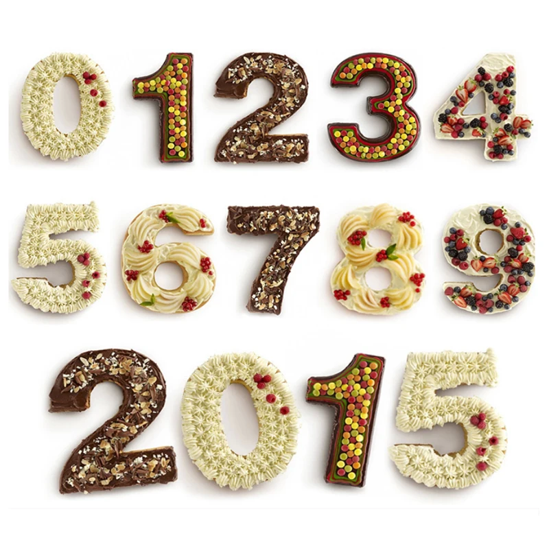 

3D Baking Accessories 5 Inch Silicone Arabic Number Molds 0-9 Cake Chocolate Baking Mold for Wedding Birthday