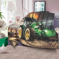 car tractor pattern children sherpa fleece blanket cozy soft winter sofa cover blankets warm plush quilt home bedroom decorative