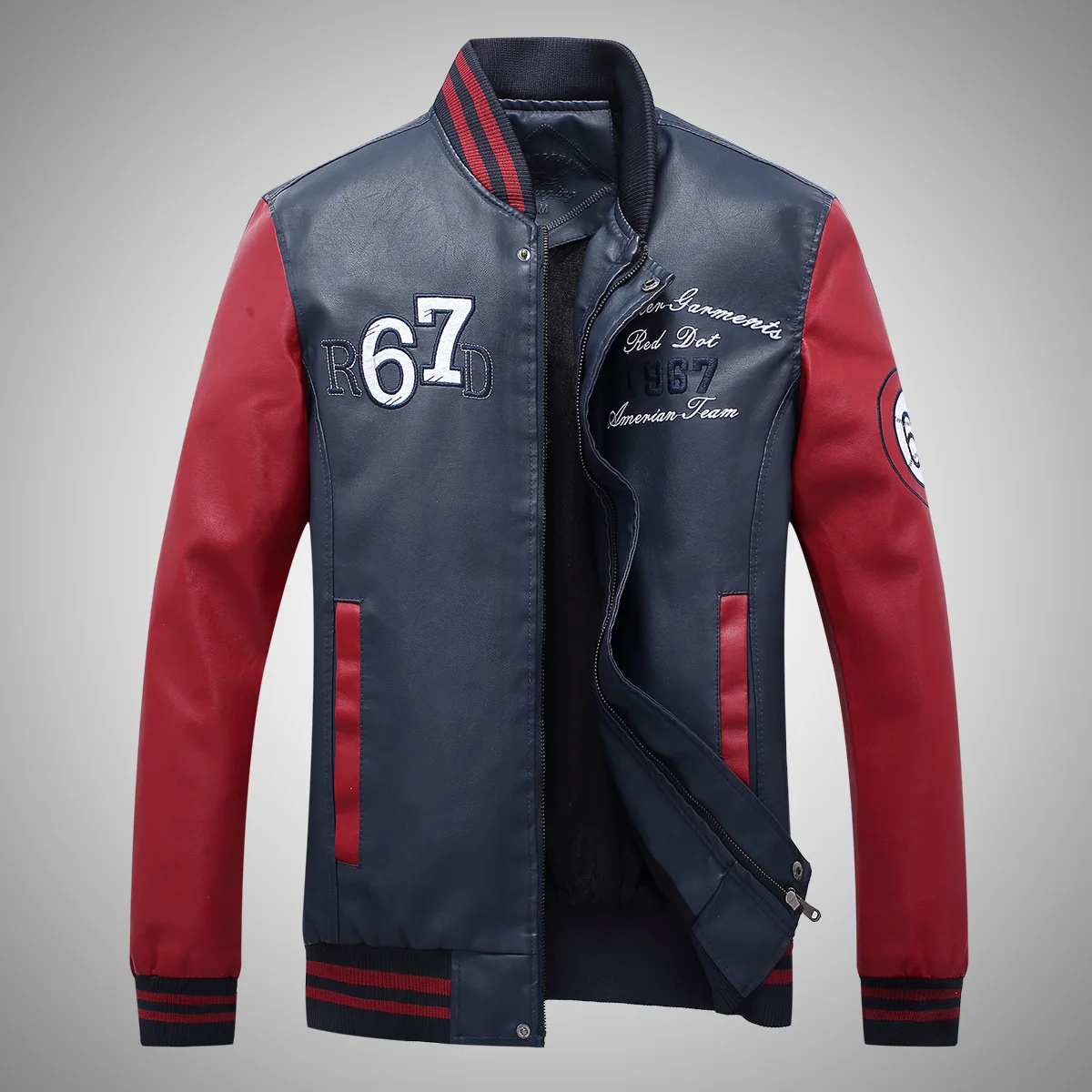 Мужская бейсбольная куртка из искусственной кожи для фитнеса и бега на открытом