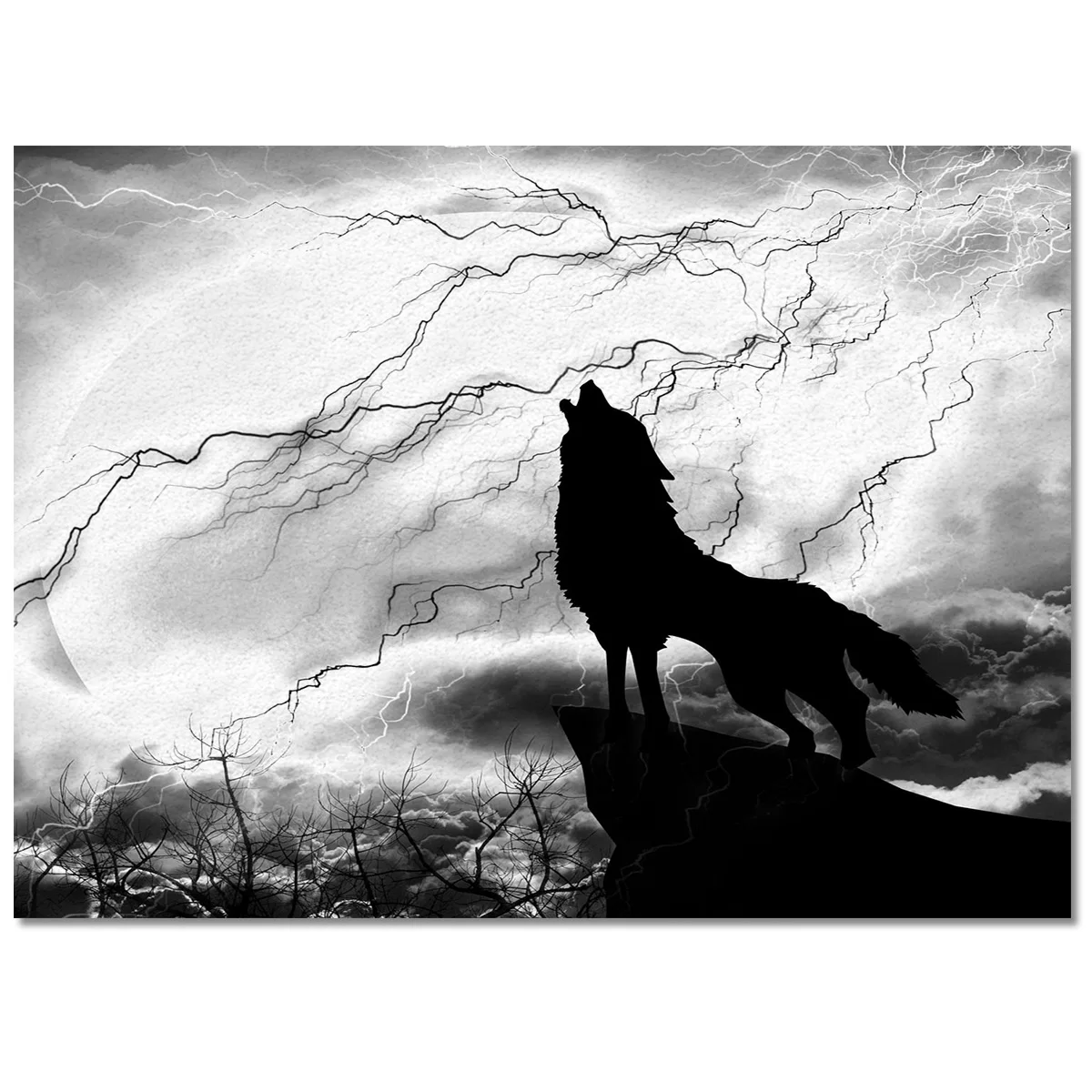 Черный волк ночь молния Дикие животные ковер спальня комната прикроватное