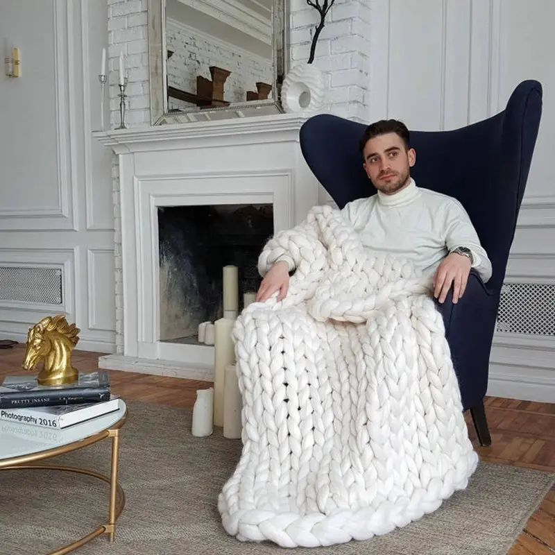 Крупной вязки Одеяло фермы объемные тяжелые пледы | Ручной покрывало домашний