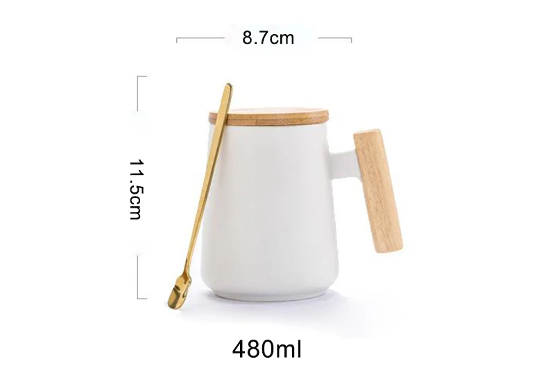 Кружка с деревянной ручкой большой емкости и крышкой для ложки кружка молока