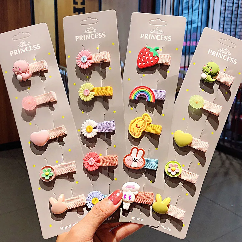 

5cs/lot Cartoon Baby Hair Accessories Sweet Fruit Flower Animal Hair Clips Barrettes Set For Baby Girls Fashion Hairgrips Pins