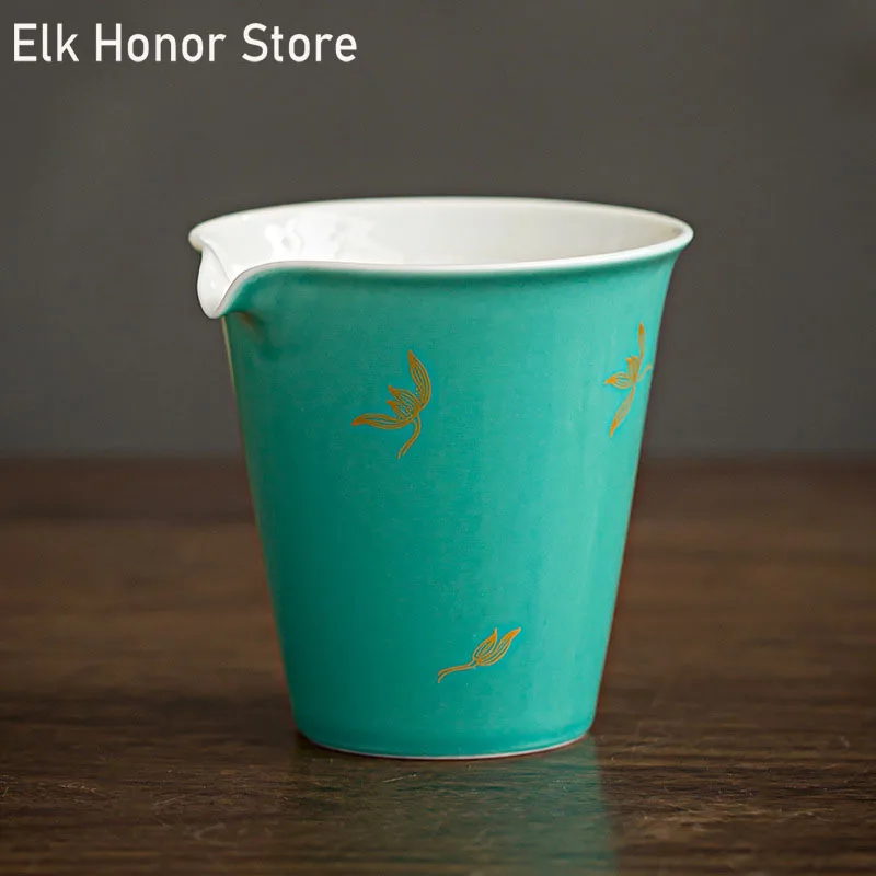 200ml Turquoise Glaze Ceramic Tea Pitcher Fair Cup Uniform China Maker Chahai Hand Grasping Kung Fu Accessories |