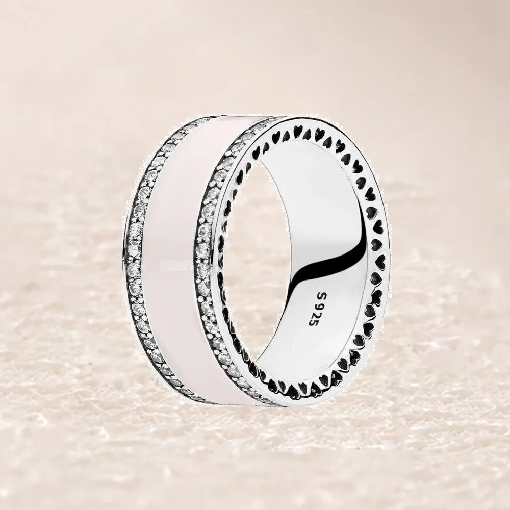 

191024EN40 Pink Hearts of Band Ring