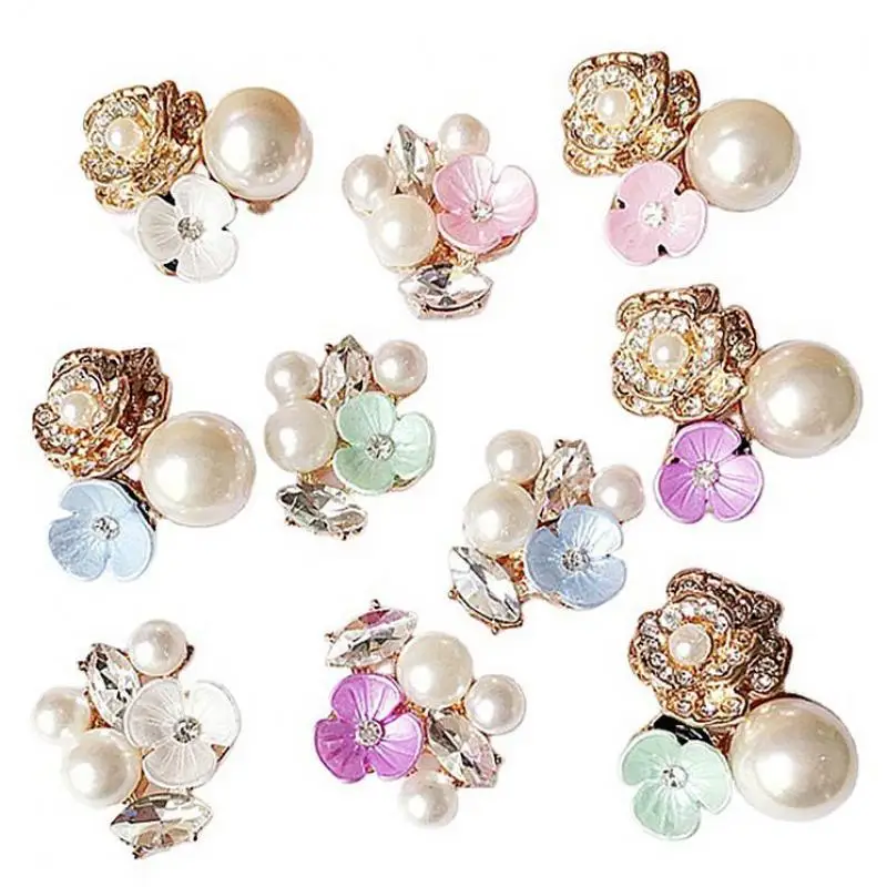 

Pearl Rhinestone Alloy Pendant For Jewelry Making Charms For Earrings Necklaces Clothing Accessories Fittings Three Petals Types