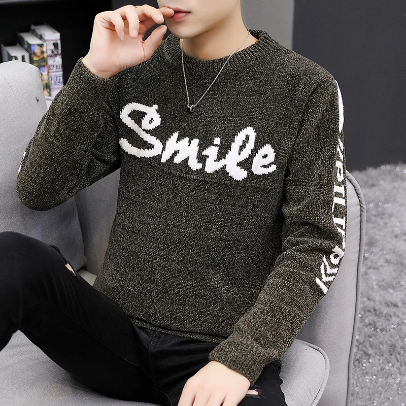 Новинка 2019 Осенний повседневный мужской свитер для отдыха с круглым вырезом в