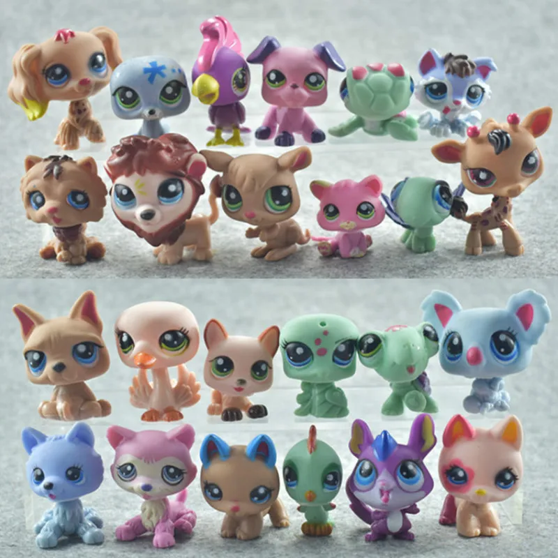 

24pcs/set Mini Little Animal Toy Cartoon Cute Dolls Action Figures Cat Dog Horse Pet Shop Collection Desktop Decor Gift For Kids