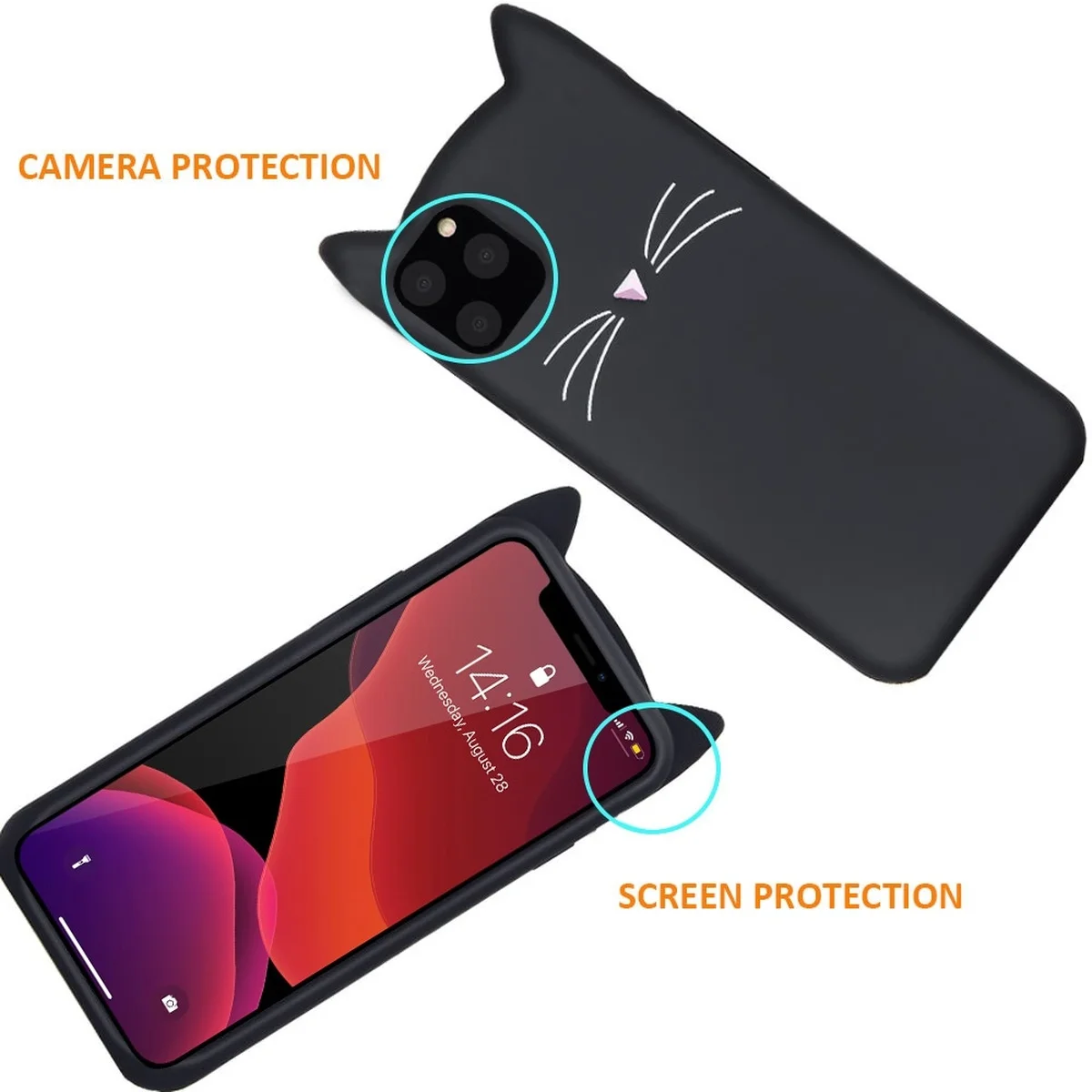 Newest Cute Cat Ear Case for Apple IPhone SE 2020 X XS XR 11 Pro MAX 6 6S 7 8 Plus 5 5S Soft TPU Silicon Back Cover Coque Capa |