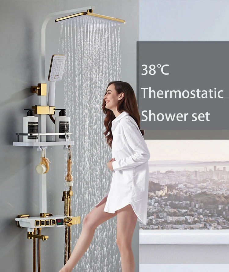 Черный Термостатический смеситель для душа набор ванной белый ванны с цифровым