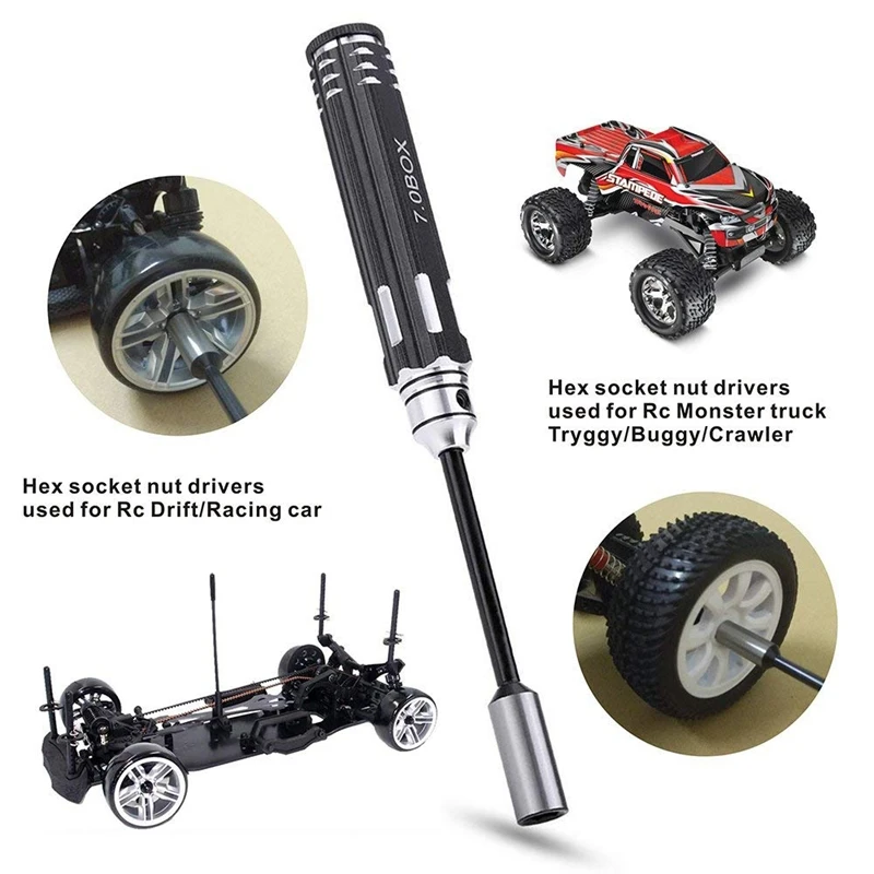 

RC Model Tool 4PCS Hex Screw Drivers Hex Nut Socket Wrench Sleeve Wheel Spanner 4.0/5.5/7.0/8.0mm for Daily Making Manual and RC