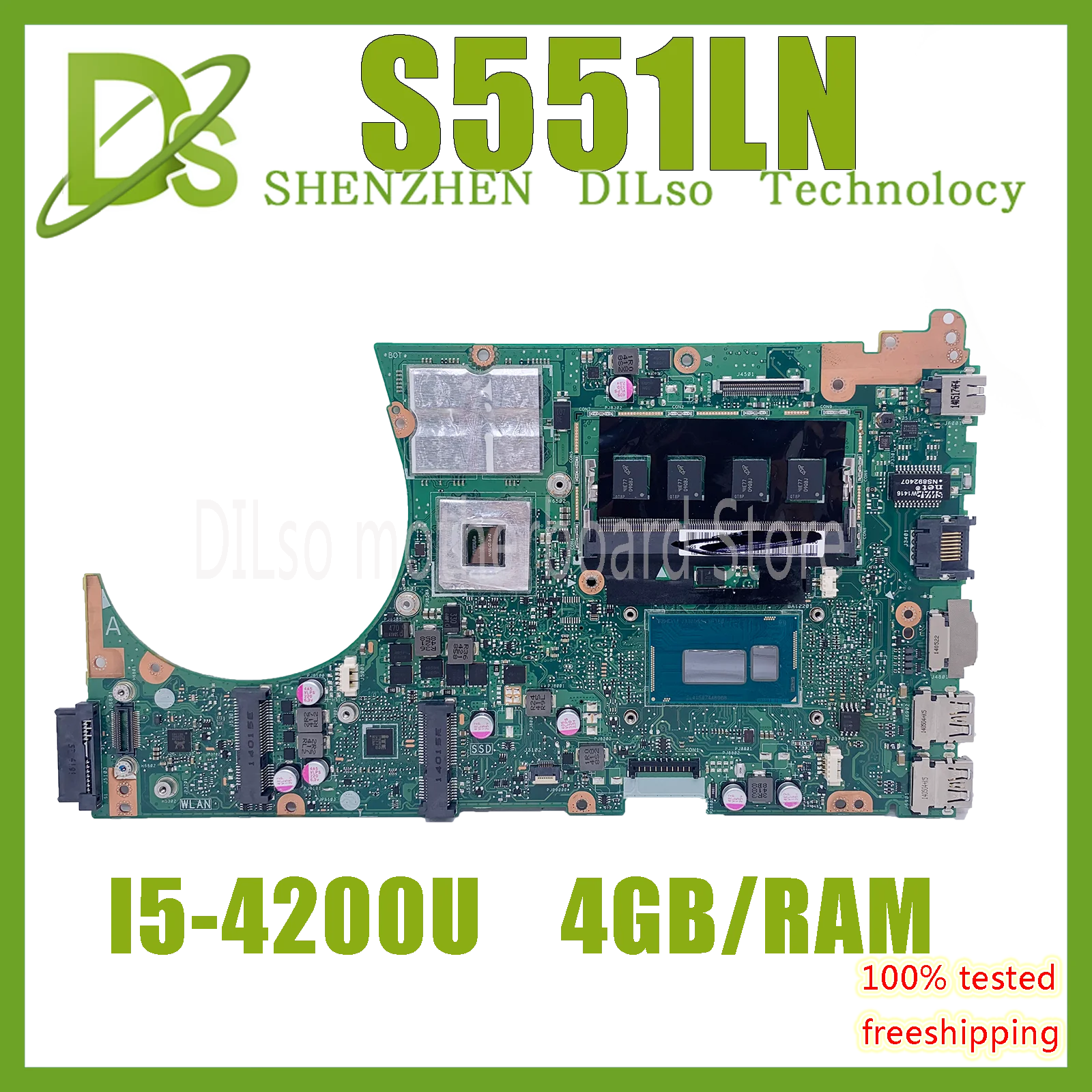 

S551LN motherboard is suitable for ASUS K551L S551 S551LN S551LB notebook motherboard I5-4200U 4GB/RAM 100% workingwell