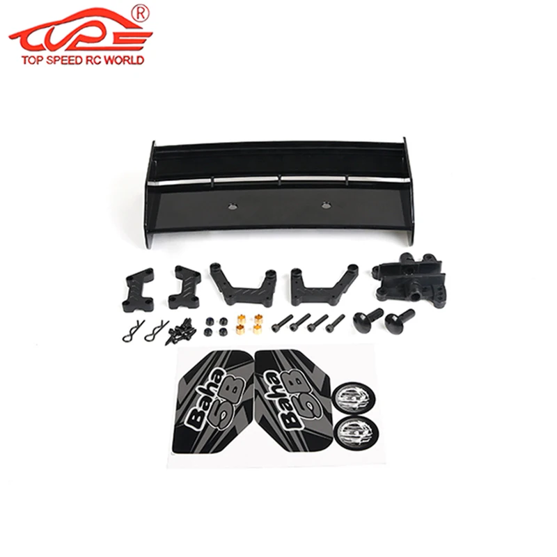 Upgrade Parts Plastic Rear Wing and Fixed Bracket Kit Fit GT Roll Cage for 1/5 Rc Car HPI ROFUN BAHA ROVAN KM BAJA Buggy Parts