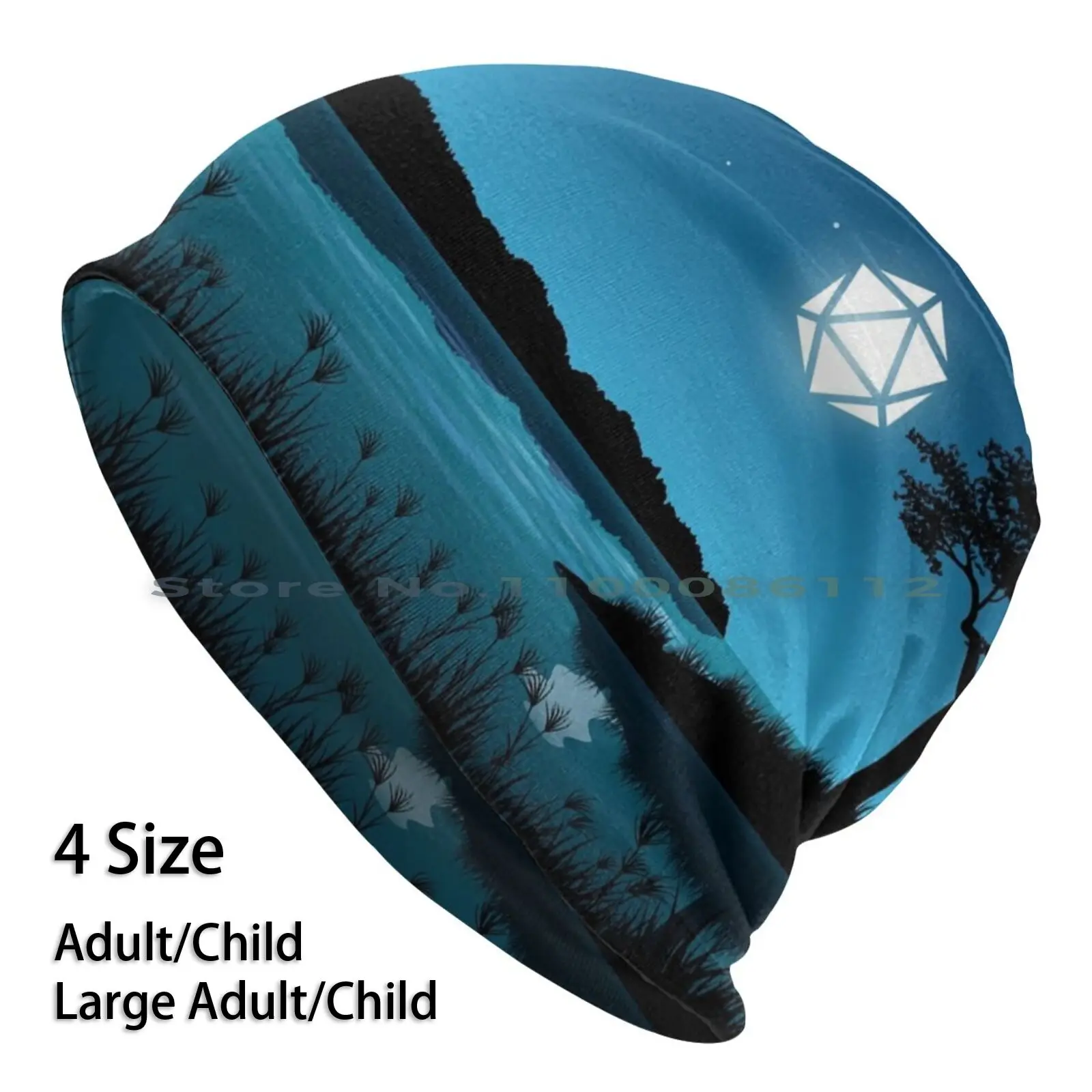 

Starry Night D20 Dice Lake Reflection Tabletop Rpg Maps And Landscapes Beanies Knit Hat And D And D 80s Dice Sword Tabletop Rpg