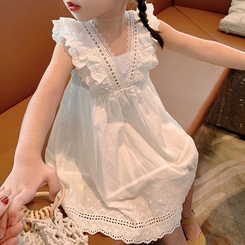 

2022 Летнее белое платье для девочек, детская одежда, детское платье для От 2 до 6 лет, одежда для маленьких девочек