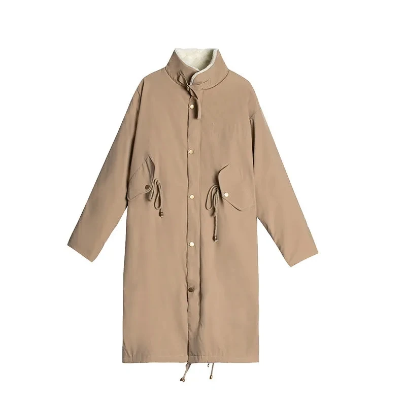 Female Lamb Wool Coat 2021 Women Mid-length Coat Padded Jacket Thick Lamb Wool Winter Coat Anti-season Padded Coat Women Solid C