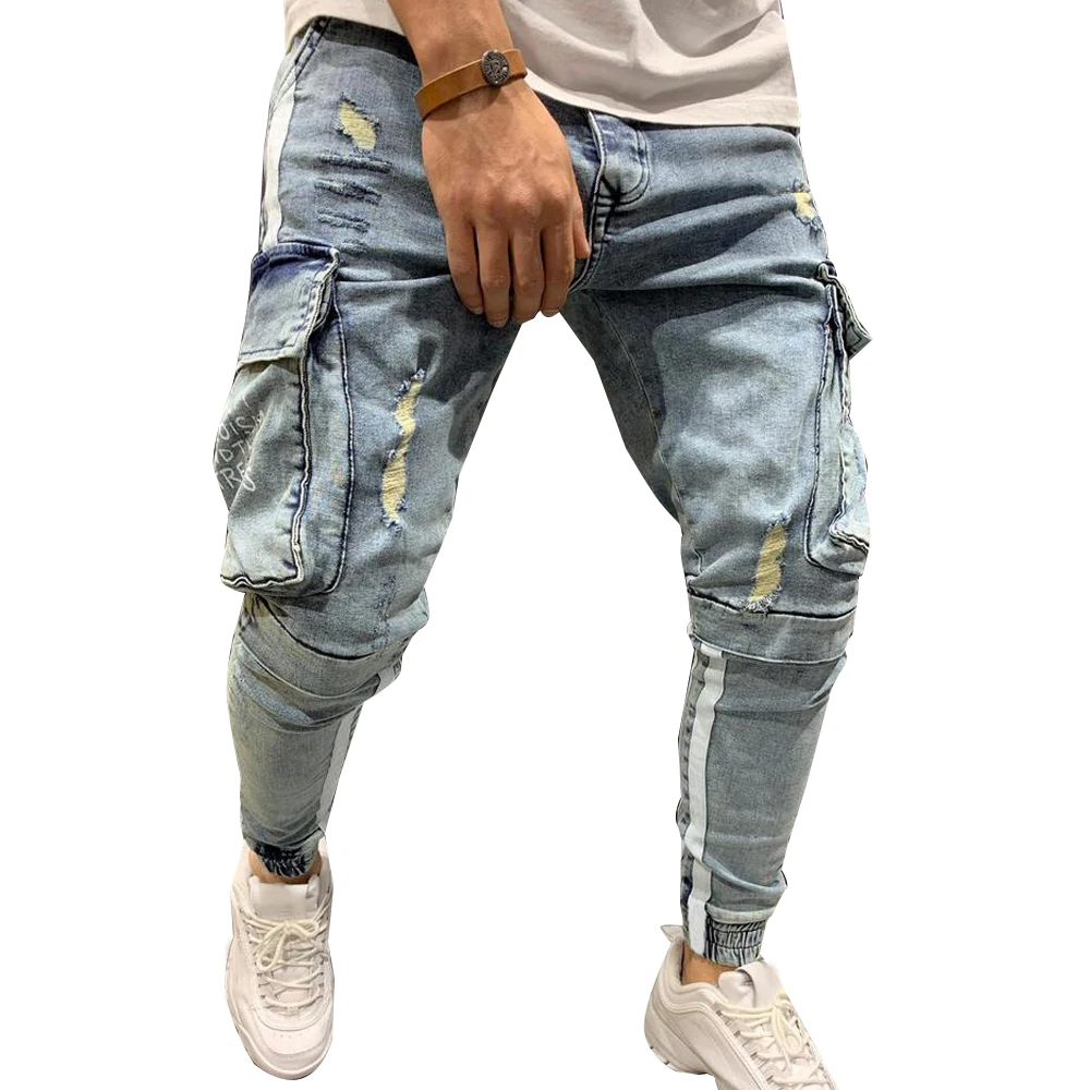 

Cfekate Jeans for Men Fashion Ripped Jeans Frayed Denim Pants Casual Skinny Leg Slim Fit Trousers Pockets