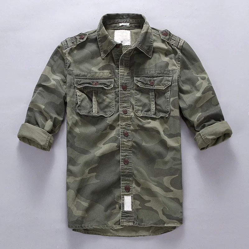 

Мужская камуфляжная рубашка-карго в стиле милитари MORUANCLE, модная уличная тактическая Боевая рубашка, топы с длинным рукавом, 100% хлопок