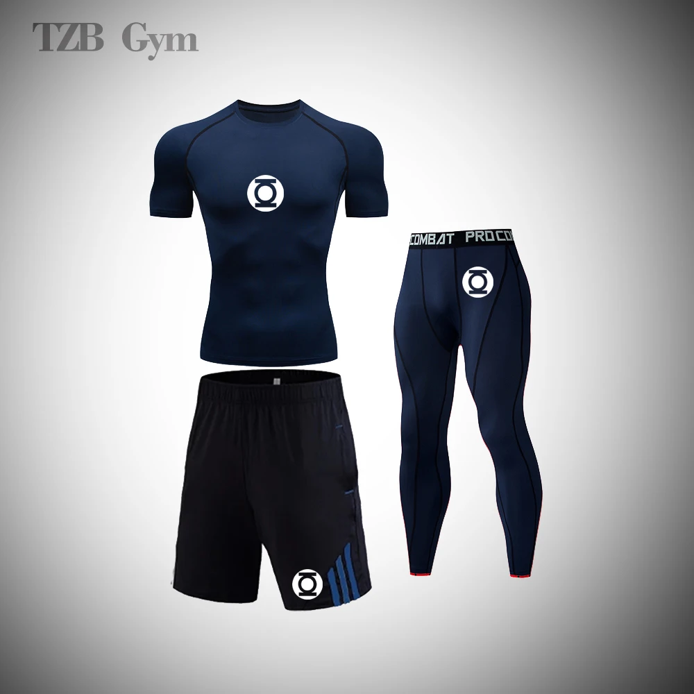 

Men's Quality Field Set High Quality Outdoor Sports Suit Gym Fitness Running T-Shirt Shorts Tight Compression Rashguard