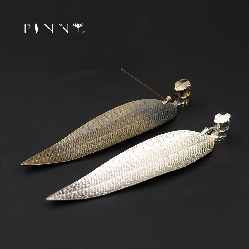 

PINNY Metal Creative Leaf Incense Holder Alloy Zen Sandalwood Incense Burner Room Decoration Meditation Tea Ceremony Accessories