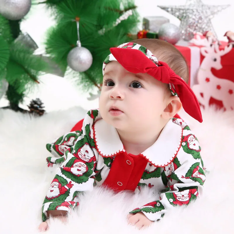 Новогодняя одежда для малышей Рождественский комбинезон с Санта-Клаусом