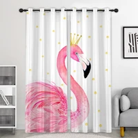 flamingo print window drapes kids cute home curtains for bedroom cartoon pink animals window curtains for boys girls
