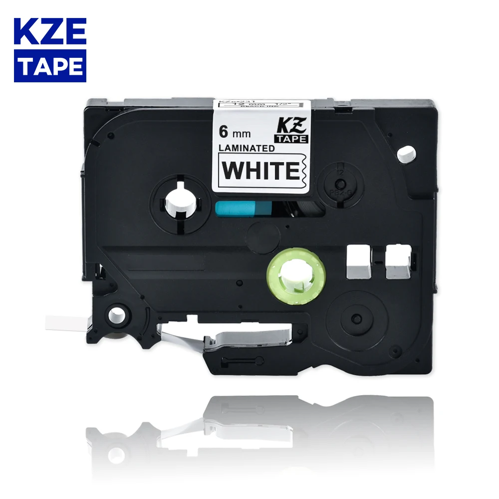 

6mm Tze211 Black on White Laminated Label Tape Cassette Cartridge label ribbon tze tape Tze-211 tze 211 tze211 for P-touch PT
