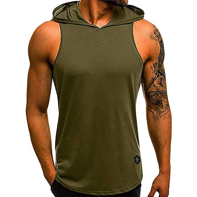 Men Sleeveless Hoodie tank top Muscle Sweatshirt Cool Cotton Hoody Bodybuilding workout Gym vest men sporting Shirt /BY | Спорт и