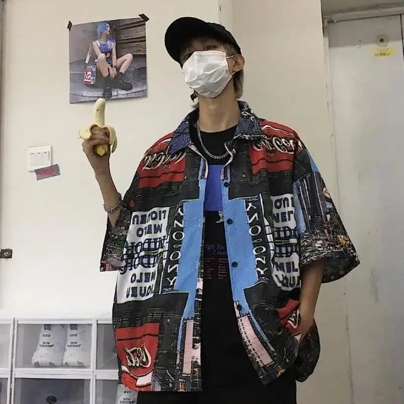 

Hip Hop Print Shirt Girl Funny Summer Loose Couple Shirt Women Cool Gothic Tops Harajuku Clothes Half Sleeve Korean Shirt Girl