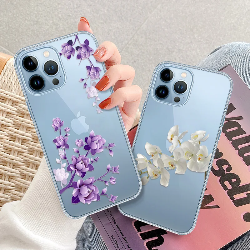 

Flower Floral Silicone protective Phone Case For iPhone 11 12 13 Pro Max Mini Case On iphone XR XS 7 8 Plus 13 Pro SE Back Cover