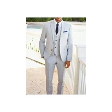 Costume gris clair à revers pour hommes, Blazer 3 pièces Slim Fit, deux boutons sur mesure, mode décontractée, dernière collection 2022  (2)