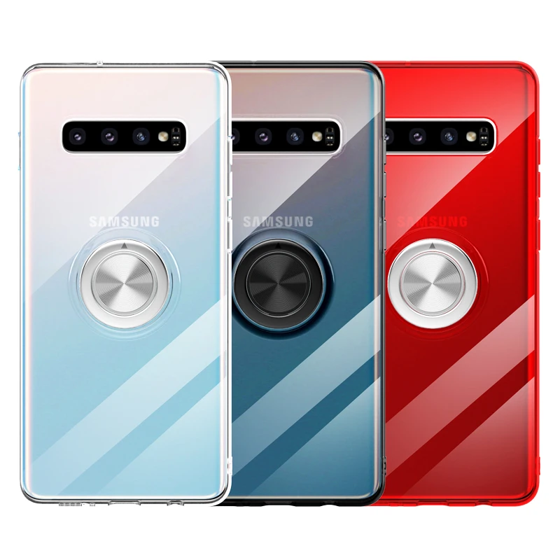 Прозрачный силиконовый чехол для телефона samsung Galaxy S10 Plus S10E E, противоударный чехол-подставка с кольцом для samsung S10 E, чехол