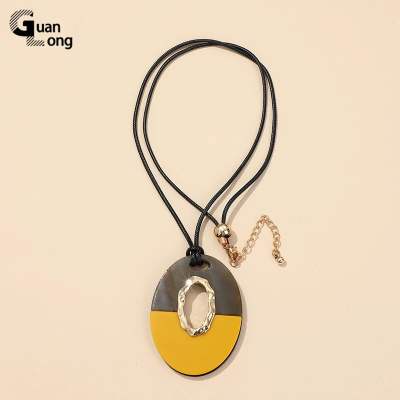 Винтажное акриловое круглое ожерелье Guanlong с подвеской для женщин полимерные