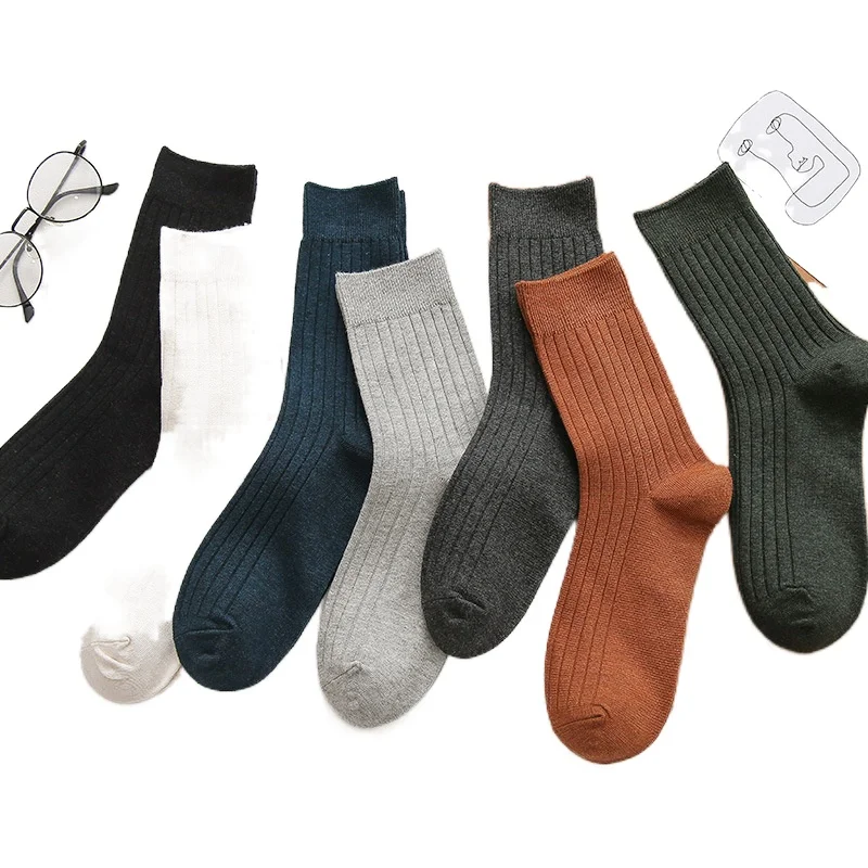 

Women's Socks Autumn and Winter New Solid Color Women's Mid-calf Socks Wholesale Double Needle Strip Sports Women Trendy Socks