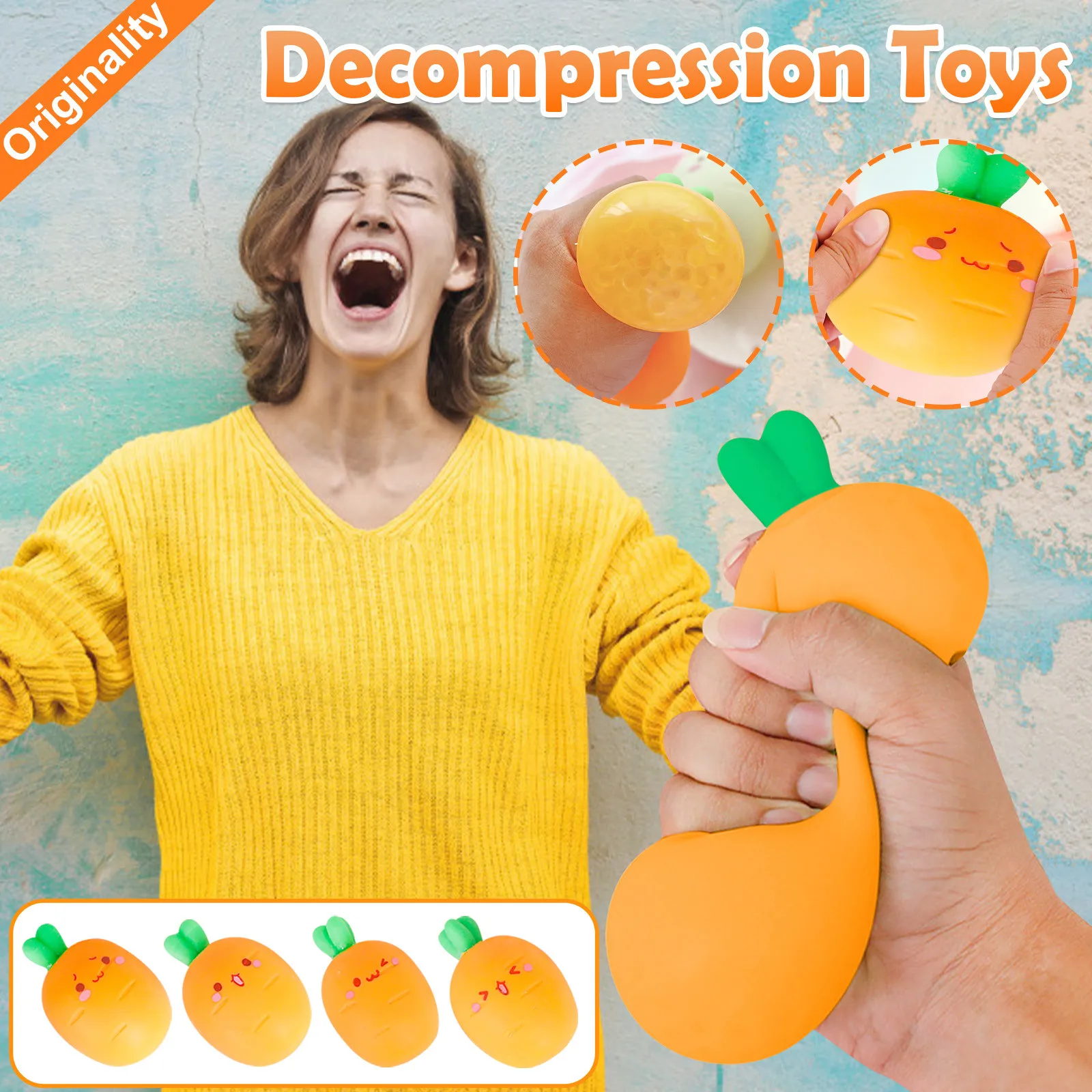 

Новинка, игрушки-антистресс из термопластичной резины, мяч с морковкой, шарики с виноградным шариком, антистрессовые игрушки для взрослых и...